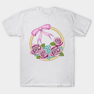 Roses Hydrangeas Wreath T-Shirt